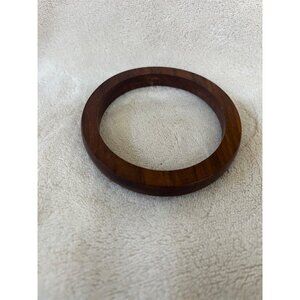 Vintage Dark Wood Bangle Bracelet Natural Grain Polished Boho Minimalist 8 Inch